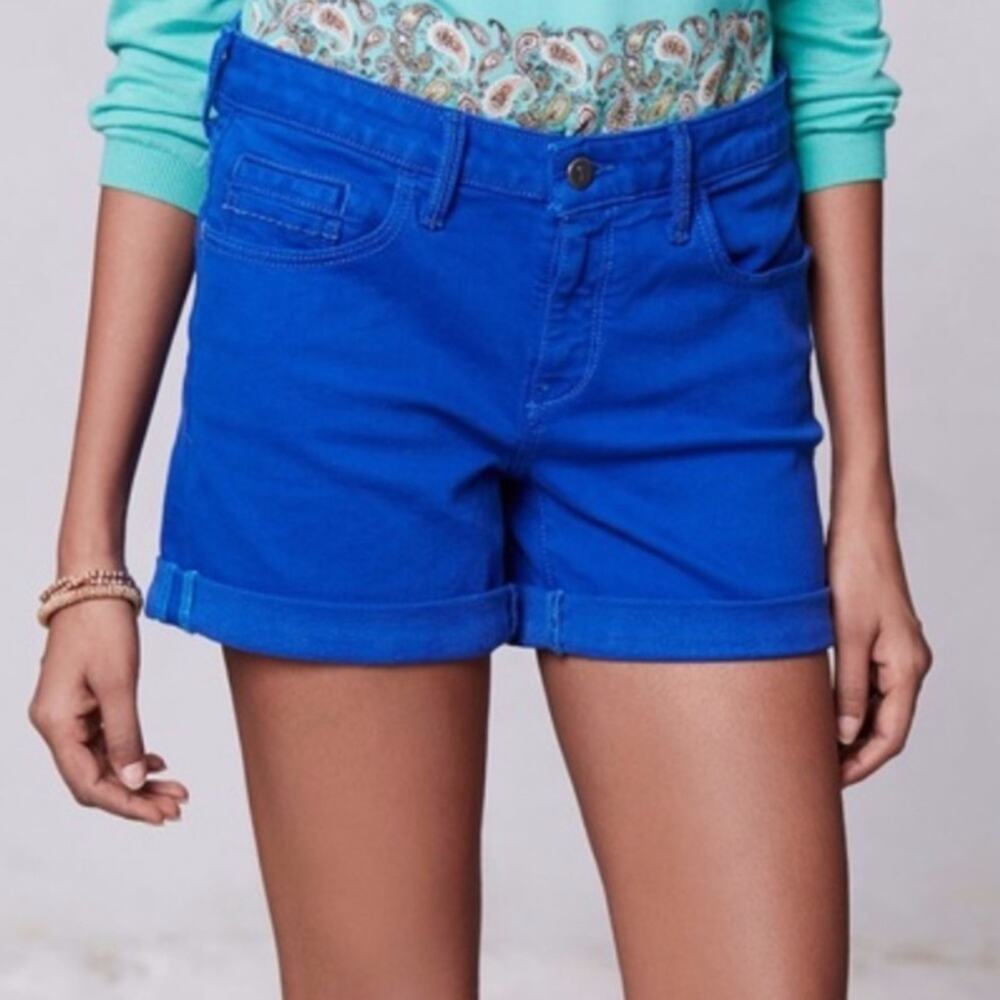 Anthropologie Pilcro Stet Roll-Up Shorts Blue Size 28